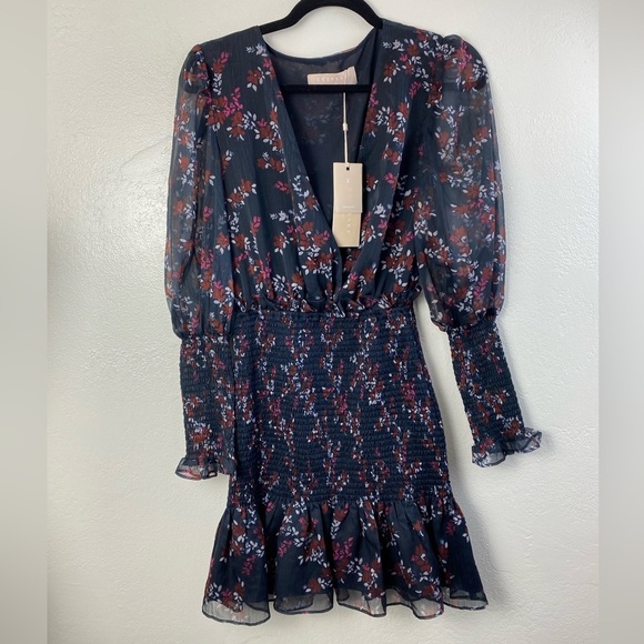 Keepsake The Label Embrace Floral Boho Smocked Long Sleeve Ruffle Dress XS NWT - Picture 4 of 15